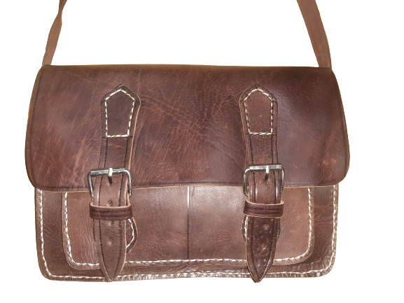 Rectangular cowhide bag with 2 XL buckles