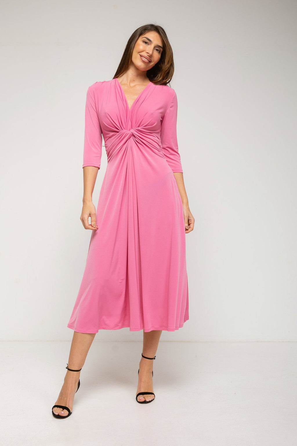 Vestido midi nudo liso rosa-1
