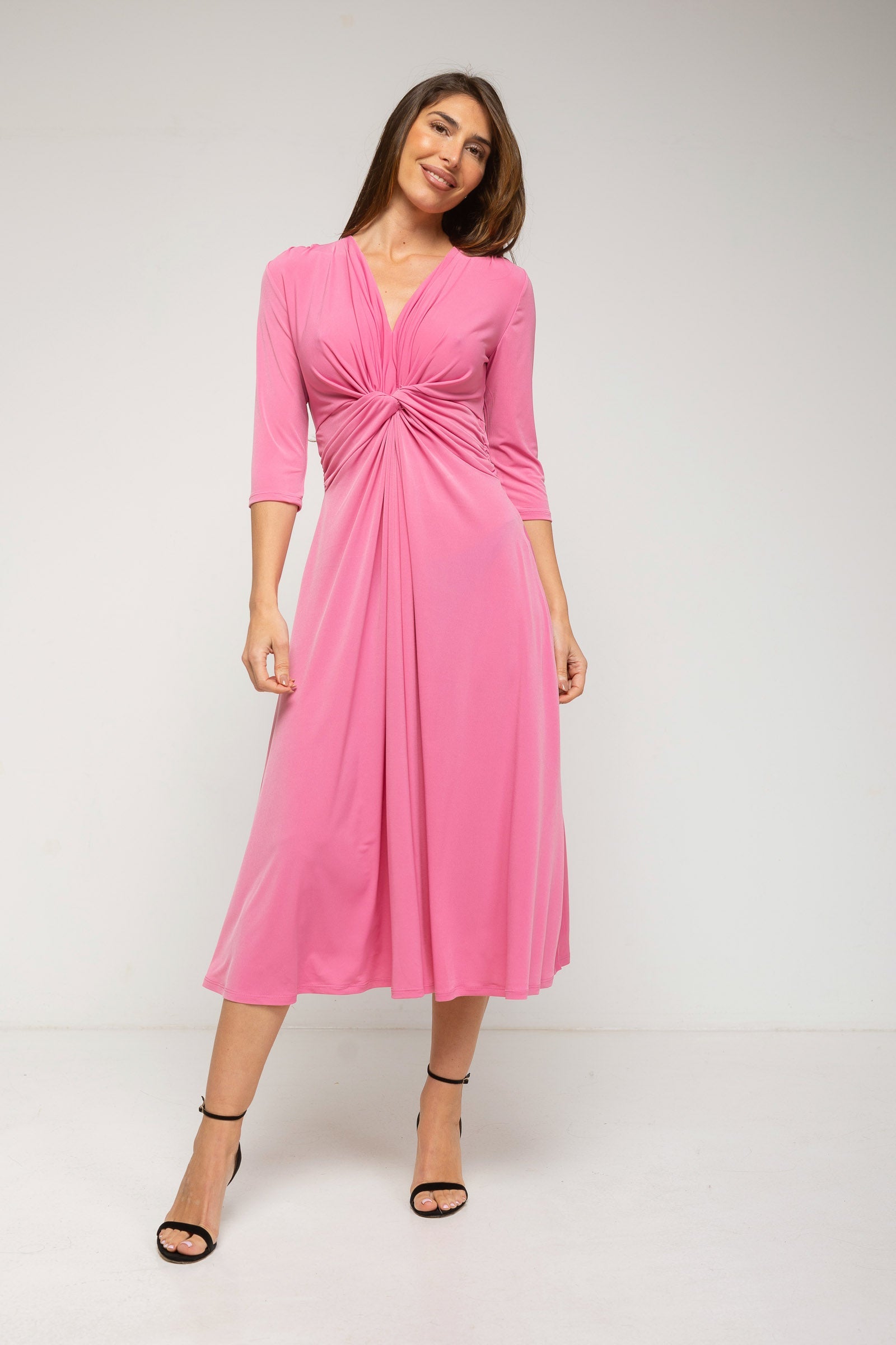 Vestido midi nudo liso rosa-1