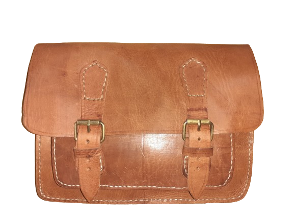 Rectangular cowhide bag with 2 XL buckles